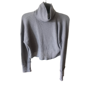 Wild Fable Ribbed Gray cropped Turtleneck Sweater